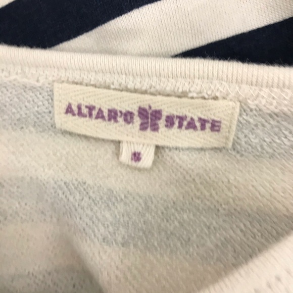 Altar’d State Navy Cream Stripe Lace Scalloped - Picture 7 of 8